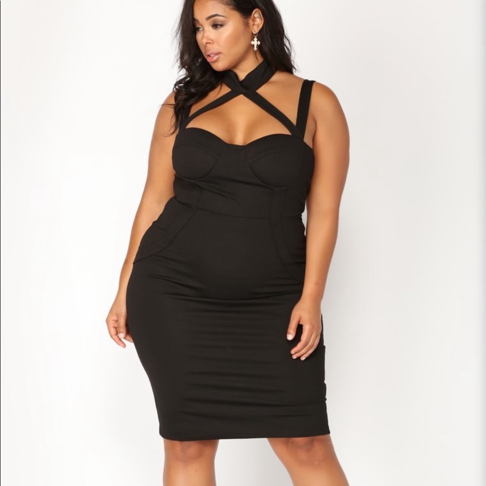 Sexy Black Dress w/ Attached Choker / 1X